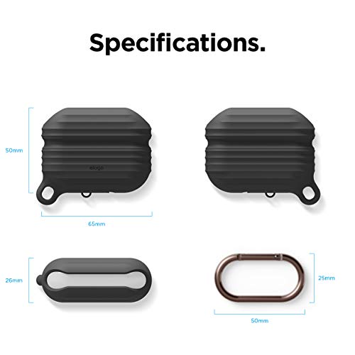 elago Premium Waterproof Case Compatible with AirPods Pro Case, AirPods Pro 2nd Generation Case, Carabiner Included (Black) [US Patent Registered]