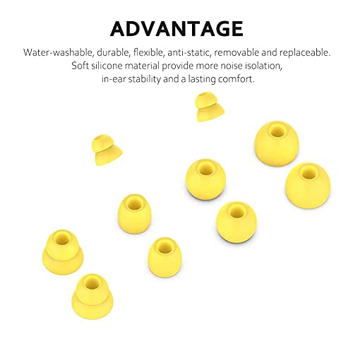 8PCS Replacement Ear Tips Earbuds Eartips Eargels Earpads Silicone Buds Compatible with Beats by dr dre Powerbeats Pro Wireless Earphones (Yellow)