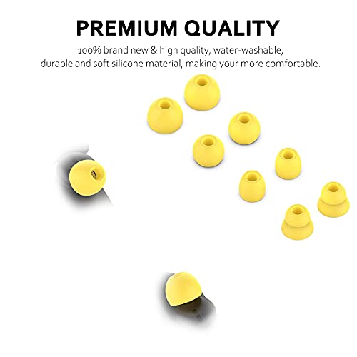 8PCS Replacement Ear Tips Earbuds Eartips Eargels Earpads Silicone Buds Compatible with Beats by dr dre Powerbeats Pro Wireless Earphones (Yellow)