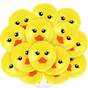 60 pieces yellow duck latex balloons cartoon duck printed balloons cute duck face latex balloons for wedding birthday party baby shower classroom decoration, 12 inches