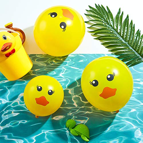 60 Pieces Yellow Duck Latex Balloons Cartoon Duck Printed Balloons Cute Duck Face Latex Balloons for Wedding Birthday Party Baby Shower Classroom Decoration, 12 Inches