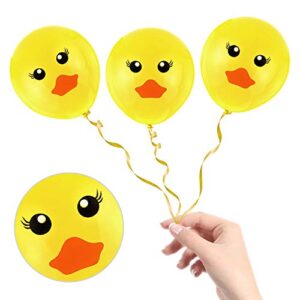 60 Pieces Yellow Duck Latex Balloons Cartoon Duck Printed Balloons Cute Duck Face Latex Balloons for Wedding Birthday Party Baby Shower Classroom Decoration, 12 Inches