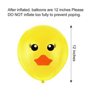 60 Pieces Yellow Duck Latex Balloons Cartoon Duck Printed Balloons Cute Duck Face Latex Balloons for Wedding Birthday Party Baby Shower Classroom Decoration, 12 Inches