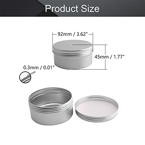 Othmro 1Pcs Round Aluminum Cans Tin Can Screw Top Metal Lid Containers 200ml/6.8 oz, 92 * 45mm (D*H) Silver Color Aluminum Containers for Lip Balm, Crafts, Cosmetic, Candles