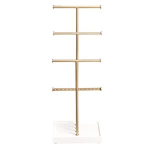 Amazon Basics Four-Tier Jewelry Tree Stand - White/Brass