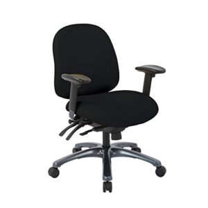 office star 8500 series multi-function ergonomic executive office chair with seat slider and titanium finish base, mid-back, dillon black fabric