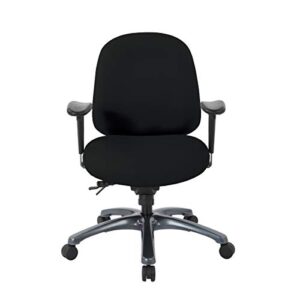 Office Star 8500 Series Multi-Function Ergonomic Executive Office Chair with Seat Slider and Titanium Finish Base, Mid-Back, Dillon Black Fabric