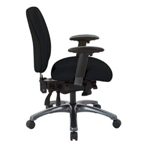 Office Star 8500 Series Multi-Function Ergonomic Executive Office Chair with Seat Slider and Titanium Finish Base, Mid-Back, Dillon Black Fabric