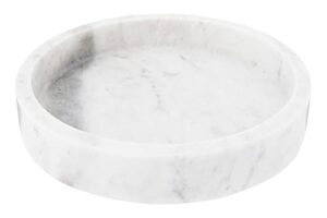 creative co-op minimalist round carved marble tray or charcuterie board, white