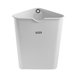 triangle space-saving trash can for corner, 2.6 gallon durable plastic garbage bin for kitchen, bathroom, rv, coffee bar, small grey triangular container, slim open top wastebasket for narrow spaces