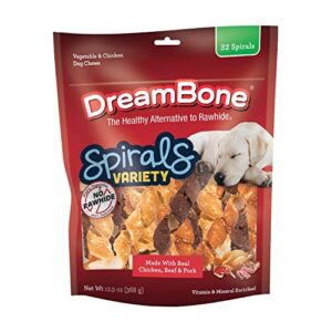 dreambone spirals variety pack, treat your dog to a chew made with real meat and vegetables