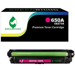 greenrhino remanufactured toner cartridge replacement for hp 650a ce273a cp5525 cp5525dn cp5525n cp5525xh m750dn m750n m750xh (magenta, 1-pack)