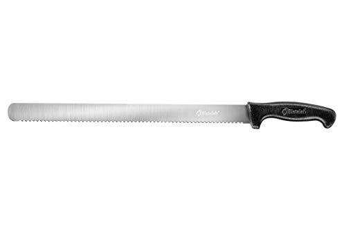 Bleteleh Extra-Long 15-Inch Blade Slicing Knife Serrated Edge, Black Handle