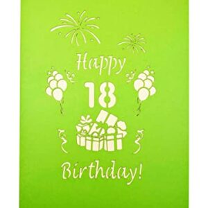 iGifts And Cards Happy 18th Birthday 3D Pop Up Greeting Card - Eighteen, Awesome, Cute, Unique, Special Occasion, Fun, Best Friend, Cool, Congratulations, Super Presents