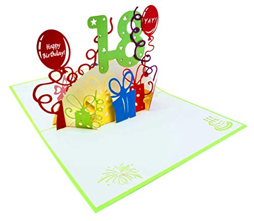 iGifts And Cards Happy 18th Birthday 3D Pop Up Greeting Card - Eighteen, Awesome, Cute, Unique, Special Occasion, Fun, Best Friend, Cool, Congratulations, Super Presents