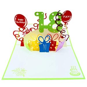 iGifts And Cards Happy 18th Birthday 3D Pop Up Greeting Card - Eighteen, Awesome, Cute, Unique, Special Occasion, Fun, Best Friend, Cool, Congratulations, Super Presents