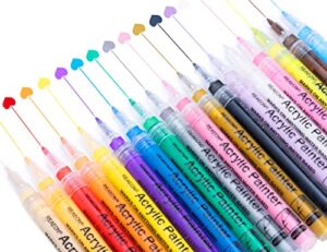 reaeon acrylic paint pens, paint marker for rock painting, 18 colors permanent acrylic markers fine tip ideal for craft, glass, fabric, ceramic and more