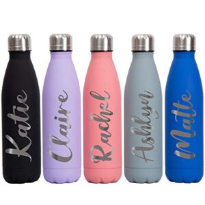 personalized water bottle, 17oz custom engraved double wall insulated bottle, sports water bottle for birthday holiday gifts