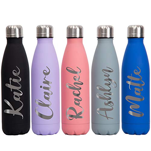 Personalized Water Bottle, 17oz Custom Engraved Double Wall Insulated Bottle, Sports Water Bottle for Birthday Holiday Gifts