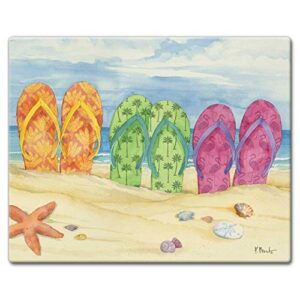 counterart toes in the sand 3mm heat tolerant tempered glass cutting board 15” x 12” manufactured in the usa dishwasher safe
