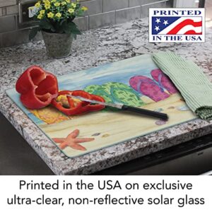 CounterArt Toes In The Sand 3mm Heat Tolerant Tempered Glass Cutting Board 15” x 12” Manufactured in the USA Dishwasher Safe
