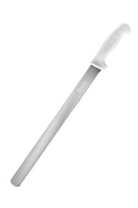 bleteleh extra-long 15-inch blade slicing knife serrated edge, white handle