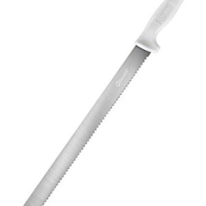 Bleteleh Extra-Long 15-Inch Blade Slicing Knife Serrated Edge, White Handle