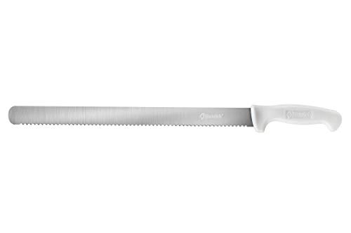 Bleteleh Extra-Long 15-Inch Blade Slicing Knife Serrated Edge, White Handle