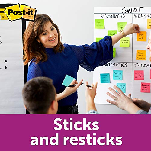 Post-it Super Sticky Notes, Classroom Value Pack, 24 Pads/Pack, 2X The Sticking Power, 3 in. X 3 in, Bright Colors (654-24SSAN-BUS)