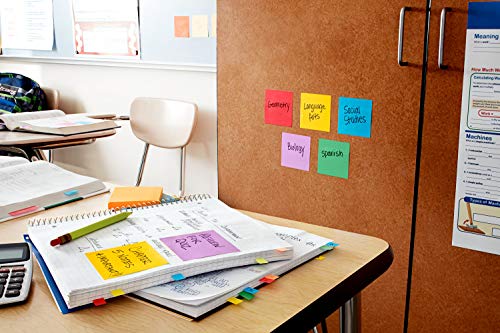 Post-it Super Sticky Notes, Classroom Value Pack, 24 Pads/Pack, 2X The Sticking Power, 3 in. X 3 in, Bright Colors (654-24SSAN-BUS)