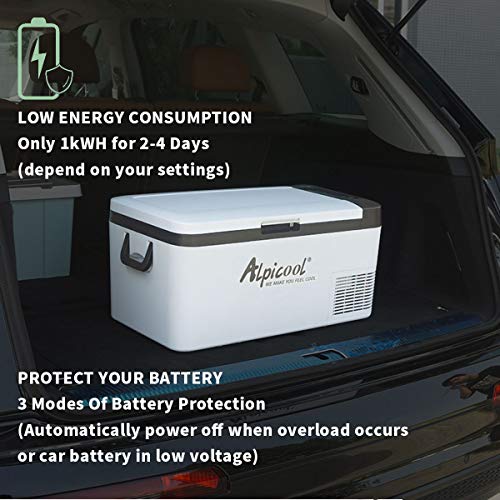 Alpicool K18 Portable Car Freezer,12 Volt Refrigerator, 19 Quart (18 Liter) Fast Cooling 12V Car Fridge -4℉~68℉, Car Cooler, 12/24V DC and 100-240V AC for Outdoor, Camping, RV, Truck, Boat