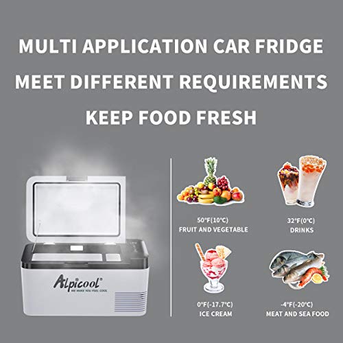 Alpicool K18 Portable Car Freezer,12 Volt Refrigerator, 19 Quart (18 Liter) Fast Cooling 12V Car Fridge -4℉~68℉, Car Cooler, 12/24V DC and 100-240V AC for Outdoor, Camping, RV, Truck, Boat