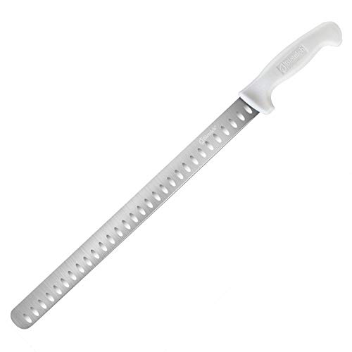 Bleteleh Extra-Long 15-inch blade slicing knife Granton Edge, White Handle