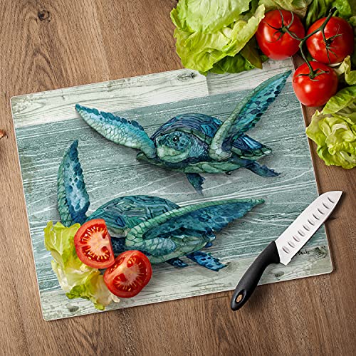 CounterArt Northpoint Turtles 3mm Heat Tolerant Tempered Glass Cutting Board 15” x 12” Manufactured in the USA Dishwasher Safe