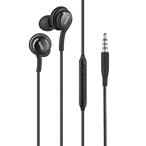 ElloGear OEM Earbuds Stereo Headphones for Samsung Galaxy S10 S10e Plus A31 A71 Cable - Designed by AKG - with Microphone and Volume Buttons (Black)