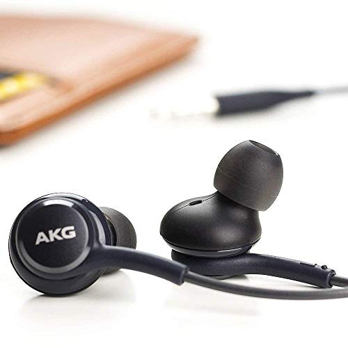 ElloGear OEM Earbuds Stereo Headphones for Samsung Galaxy S10 S10e Plus A31 A71 Cable - Designed by AKG - with Microphone and Volume Buttons (Black)