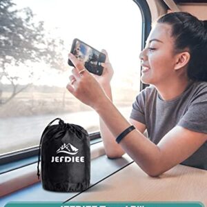 JefDiee Inflatable Travel Pillow, Airplane Neck Pillow Comfortably Supports Head and Chin for Airplanes, Trains, Cars and Office Napping with 3D Eye Mask, Earplugs and Portable Drawstring Bag (Grey)