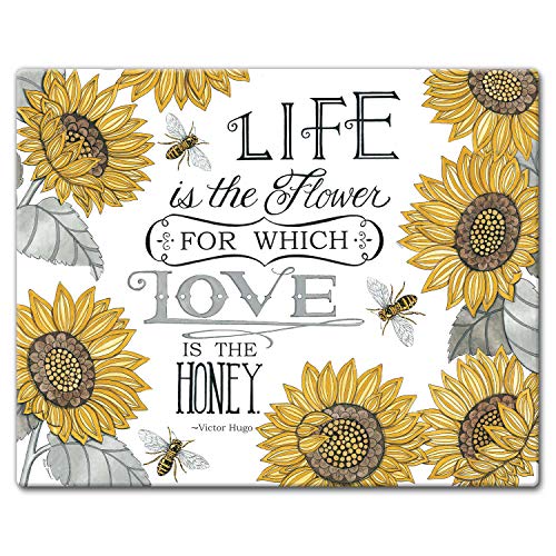 CounterArt Honey Bees 3mm Heat Tolerant Tempered Glass Cutting Board 15” x 12” Manufactured in the USA Dishwasher Safe