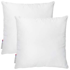 pal fabric set of two 14x14 white cotton feel microfiber square sham euro sofa bed couch decorative pillow insert form fill stuffer cushion made in usa for pillow cover or case (set of 2-14x14)