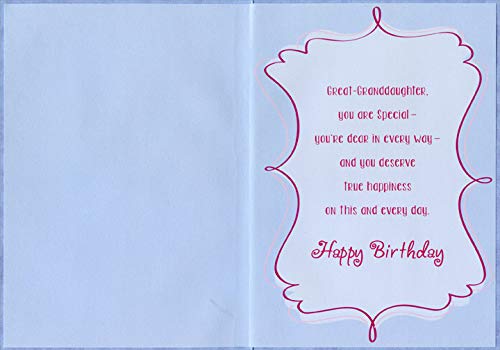 Designer Greetings Pink Present on Blue Background Birthday Card for Great-Granddaughter
