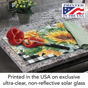 CounterArt Sunflower Fields 3mm Heat Tolerant Tempered Glass Cutting Board 15” x 12” Manufactured in the USA Dishwasher Safe