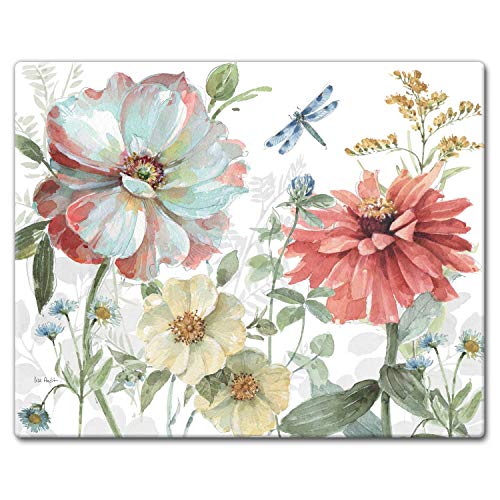 CounterArt Spring Meadow 3mm Heat Tolerant Tempered Glass Cutting Board 15” x 12” Manufactured in the USA Dishwasher Safe