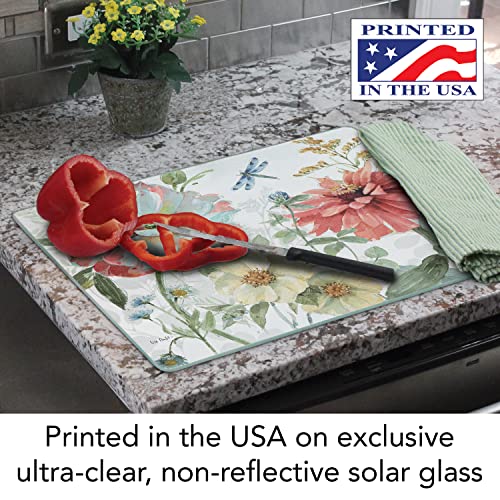 CounterArt Spring Meadow 3mm Heat Tolerant Tempered Glass Cutting Board 15” x 12” Manufactured in the USA Dishwasher Safe