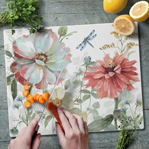 CounterArt Spring Meadow 3mm Heat Tolerant Tempered Glass Cutting Board 15” x 12” Manufactured in the USA Dishwasher Safe