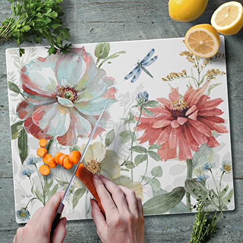 CounterArt Spring Meadow 3mm Heat Tolerant Tempered Glass Cutting Board 15” x 12” Manufactured in the USA Dishwasher Safe