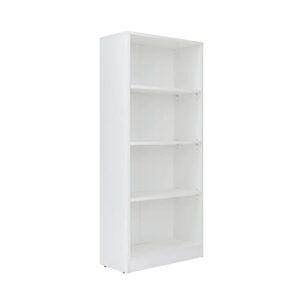 4 Shelf Wood Bookcase Freestanding Display Shelf Adjustable Layers Bookshelf for Home Office Library Small Narrow Space(24.4W x 11.6D x 55.9H inch,White,4-Layers)