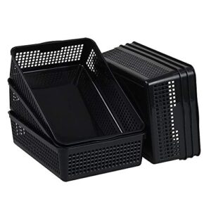 pekky black plastic basket tray, a4 paper baskets, 6 packs, r