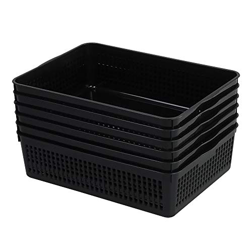 Pekky Black Plastic Basket Tray, A4 Paper Baskets, 6 Packs, R