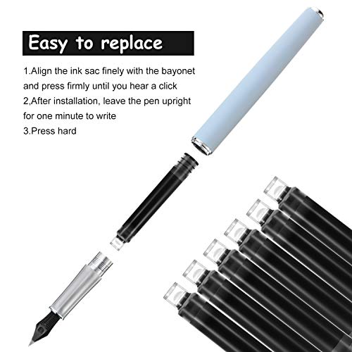 60 Pieces Fountain Pen Ink Pen Ink Cartridges Fountain Pen Refill Short Cartridges with 3.4 mm Bore Diameter for Calligraphy Pen and Fine Writing 2 x 0.28 Inch/ 5.1 x 0.7 cm (Black)