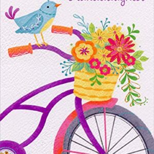 Designer Greetings Flower Basket on Purple Bike Birthday Card for Granddaughter